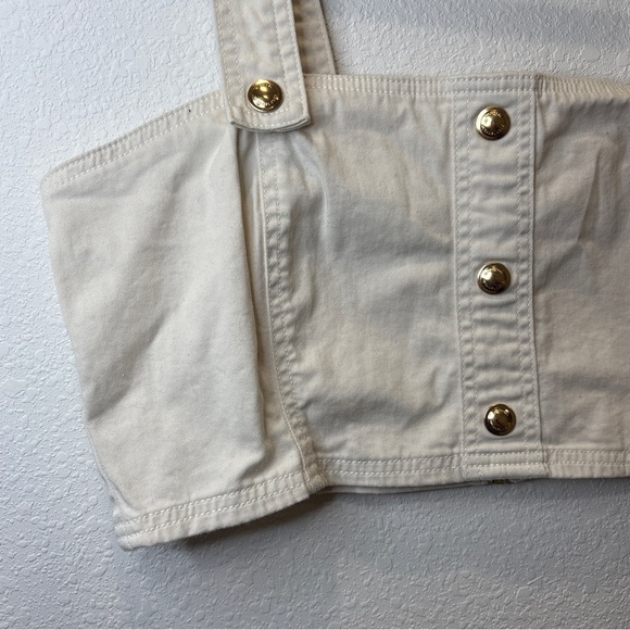 Michael Kors Cream Button Front Crop Top & Mini Skirt Set – Size L - Picture 4 of 16